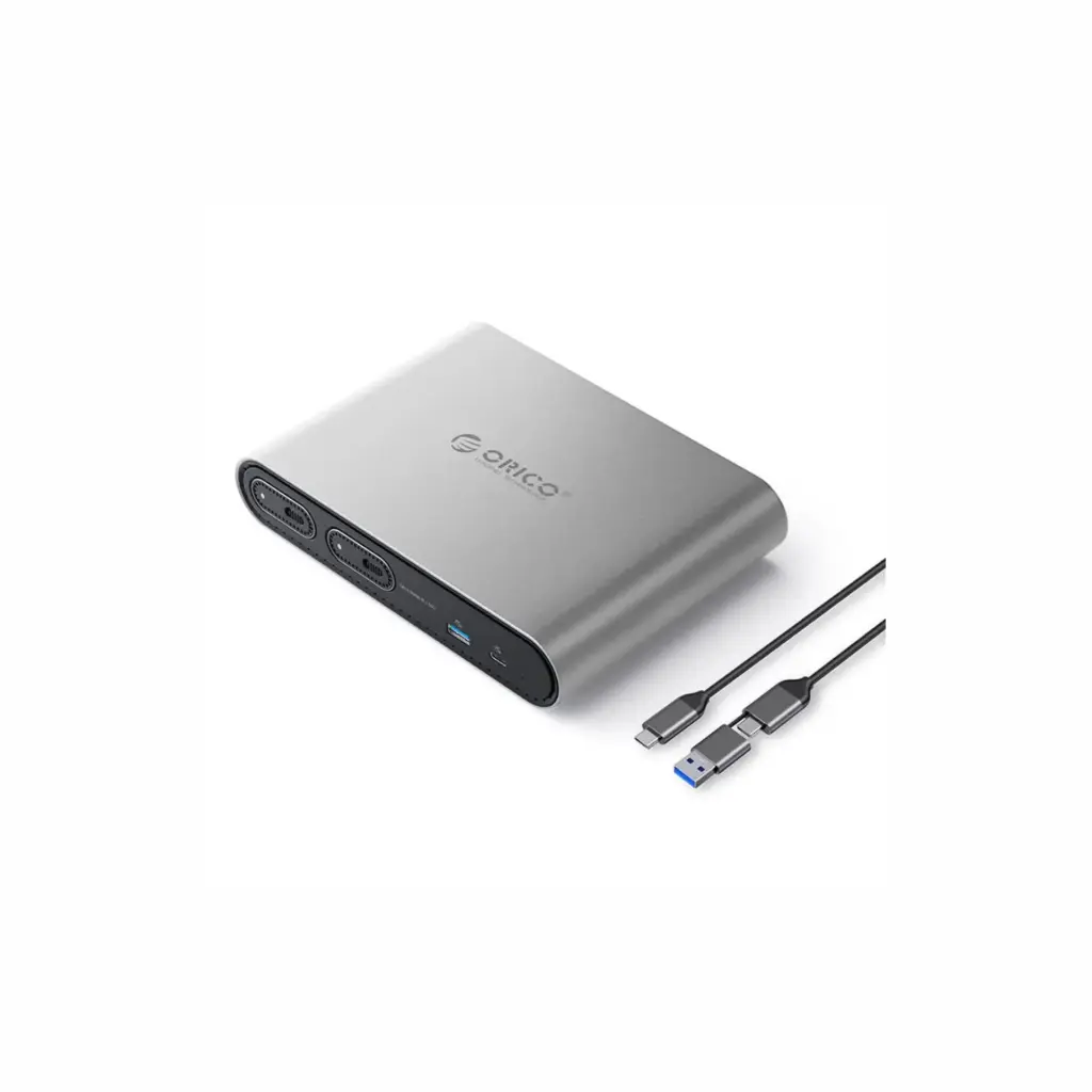 Docking Station USB-C/RJ45/2x USB 2.0/2XHDMI 4K/USB-C/USB A 3.0 + 2 x Bahia SSD M.2 NVME/NGFF Orico PTM2-US-GY-EP Gris