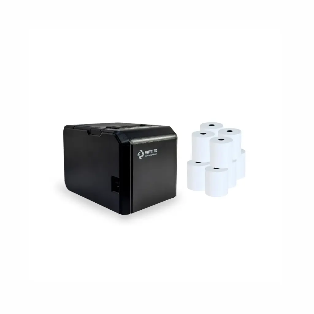 Impresora POS Vorttek VK-80300 Termica USB/LAN + 10 Rollos de Papel POS Termico 3 1/8'' x 60M en Rollo Negro 