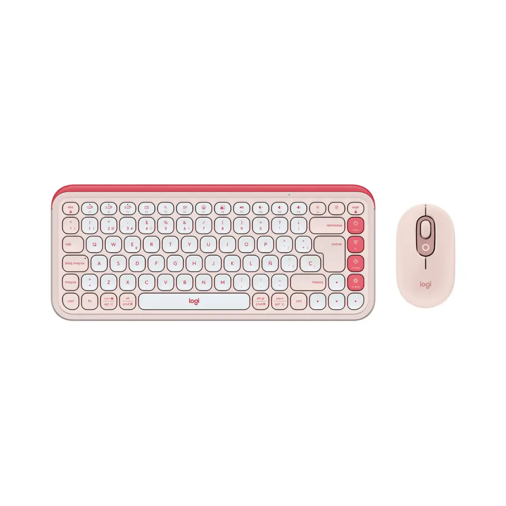 Kit de Teclado y Mouse Inalambrico / Bluetooth Logitech Pop Icon 920-013053 Español Rosado