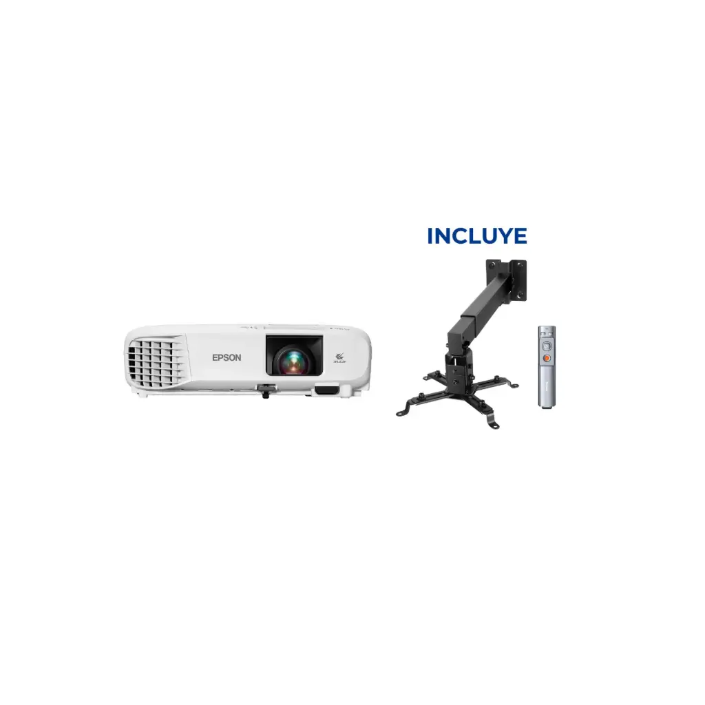 OFERTA MAYO 2026 - Proyector Epson Powerlite 118 V11HA03020 + Puntero USB Baseus + Bracket Vorttek 43-65CM Negro