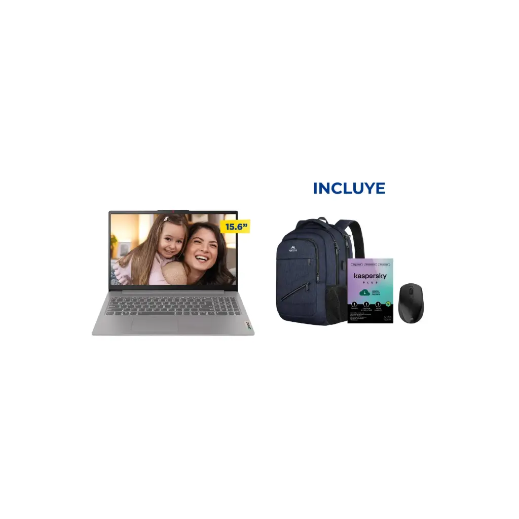 OFERTA MAYO 2026 NBN - Lenovo IdeaPad 3 R 5-7520U + Kaspersky Plus + Mouse Acer EMW142 + Mochila Matein Azul
