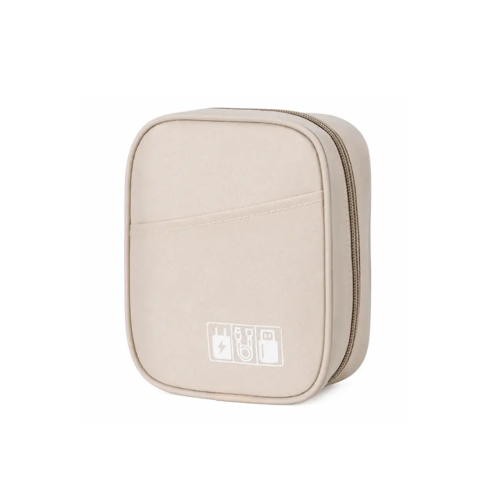 Estuche Organizador de Cables y Cargadores Beige