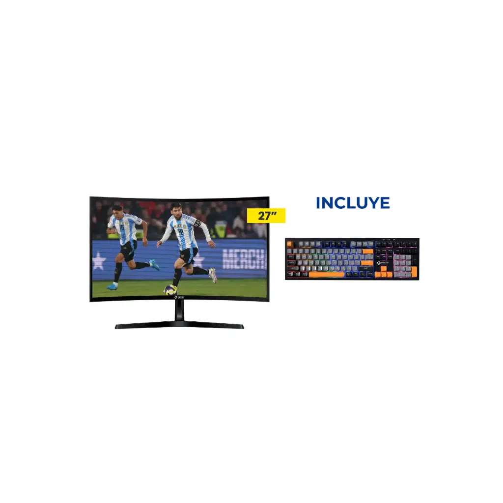 OFERTA JUNIO 2026 - Monitor LED 27'' Vorttek VKG27C1QHD + Teclado Gris Naranja