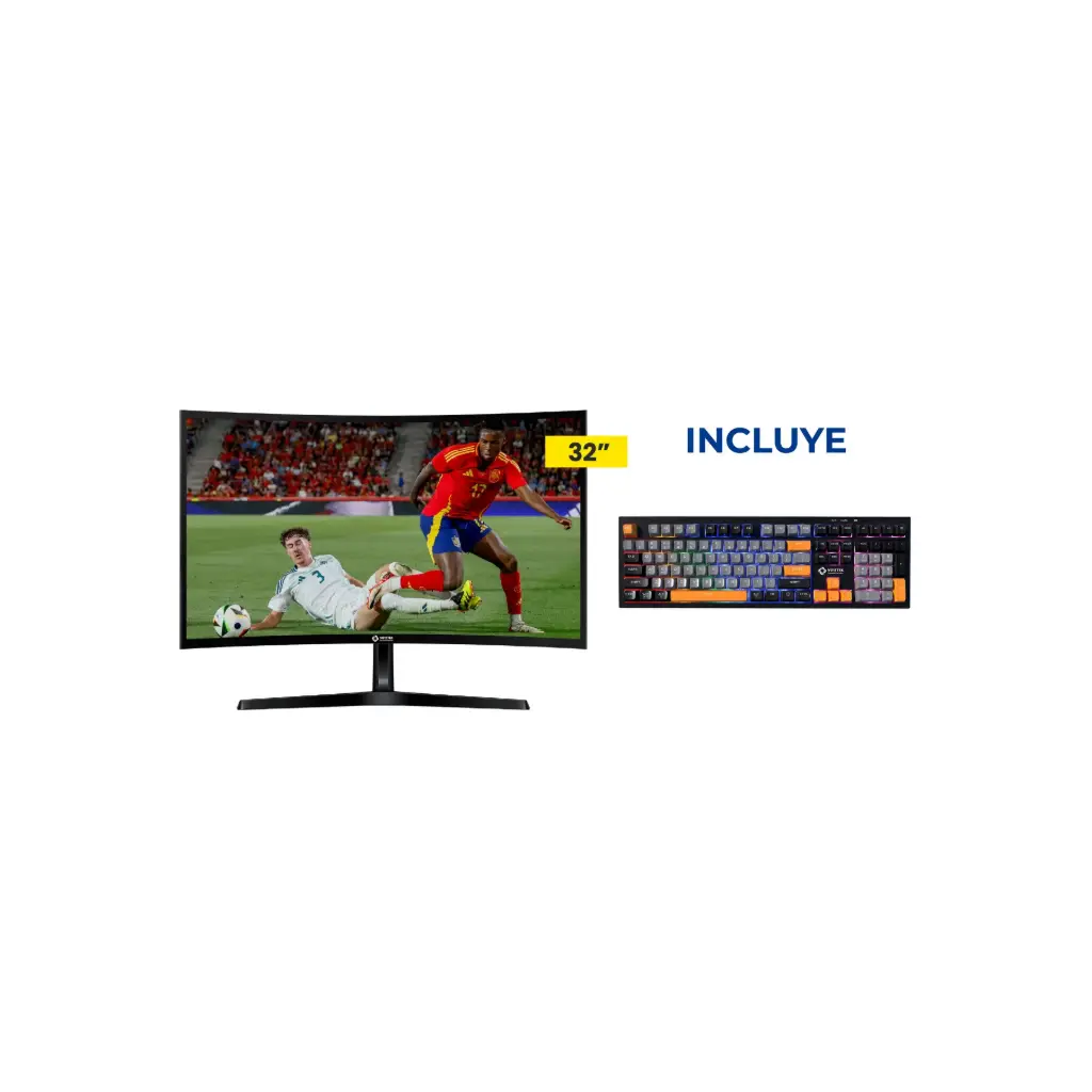 OFERTA JUNIO 2026 - Monitor LED 32 Vorttek VKG32C1QHD + Teclado Gris Naranja