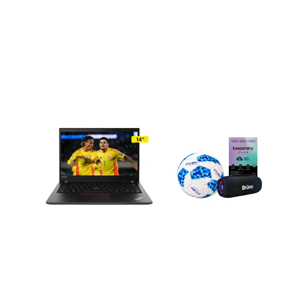 OFERTA MUNDIAL 2026 | Lenovo ThinkPad T14 i7-10ma Gen + Kaspersky Plus 1 Usuario + Parlante BRS272 + Balon de Futboll Sycom
