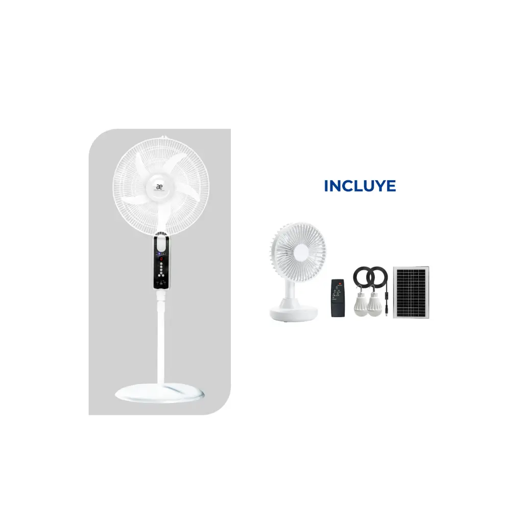 OFERTA JULIO 2026 - Ventilador de Pedestal AE-5618 Blanco + Ventilador de Escritorio YT-N1-WH-BP Blanco GRATIS