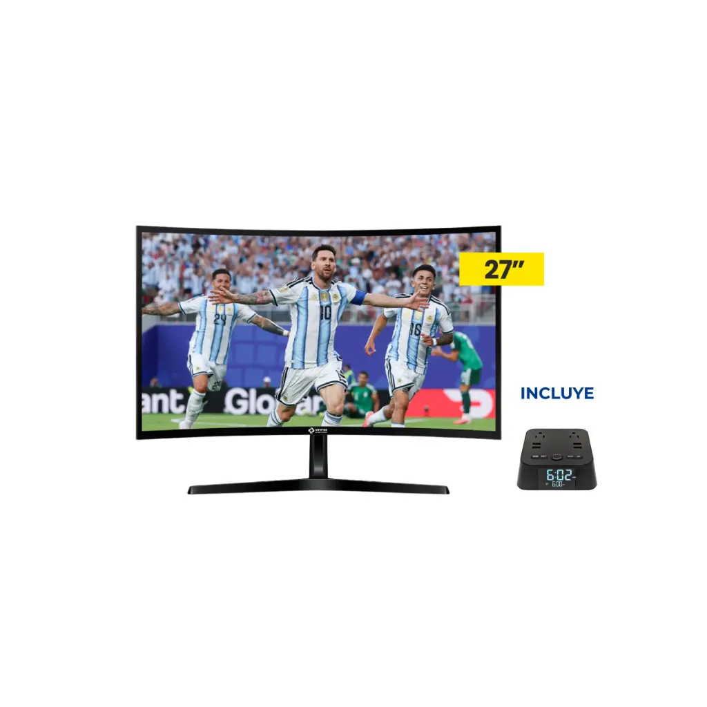 OFERTA JULIO 2026 - Monitor LED 27'' Vorttek VKG27C1QHD + Reloj Digital con Conectores para Cargador + USB 3.0