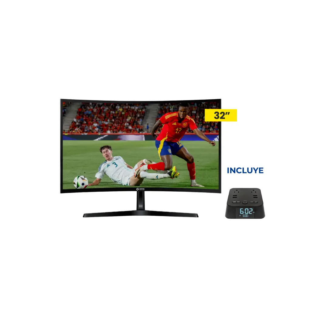 OFERTA JULIO 2026 - Monitor LED 32" Vorttek VKG32C1QHD + Reloj Digital con Conectores para Cargador + USB 3.0