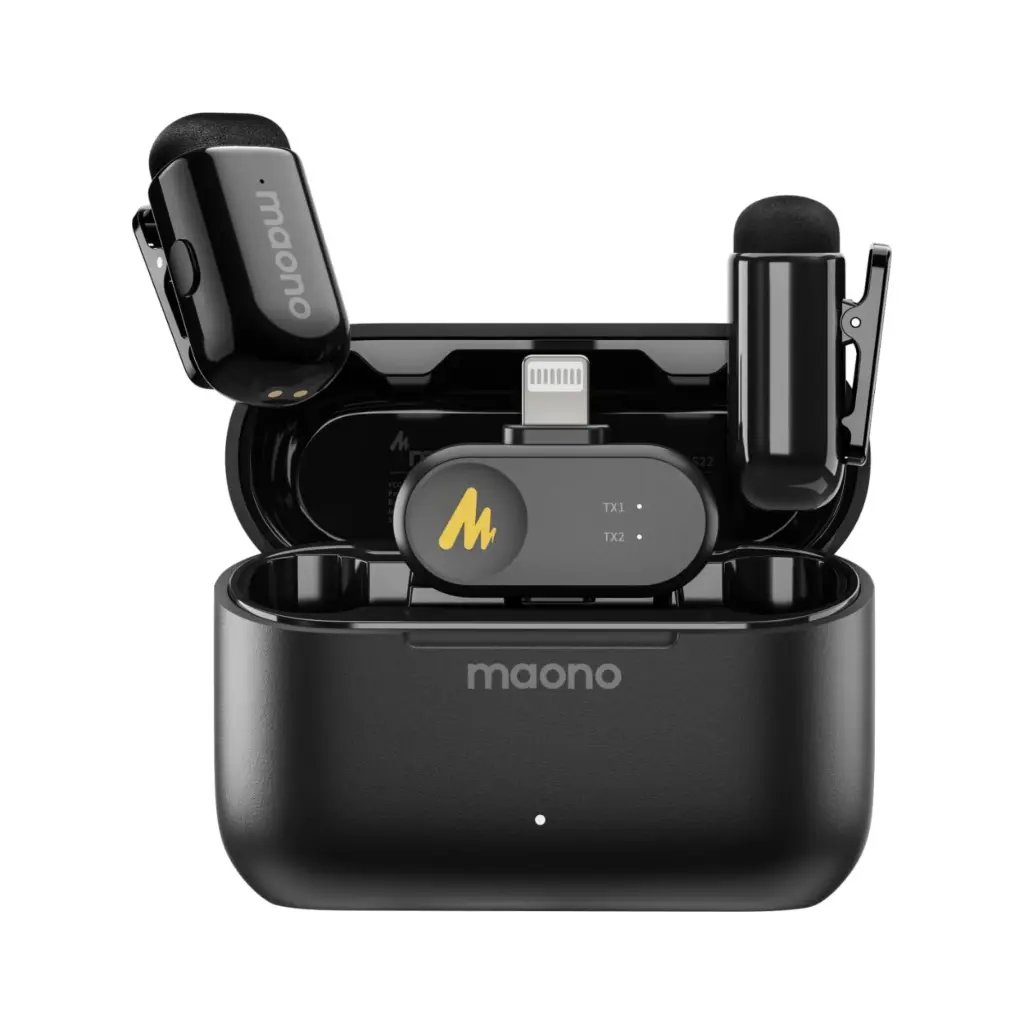 Microfono Inalambrico de Solapa Maono Wave T1 Mini Lightning | 2 Tr + 1 Rx | Cancelacion de Ruido | WM622 PB2