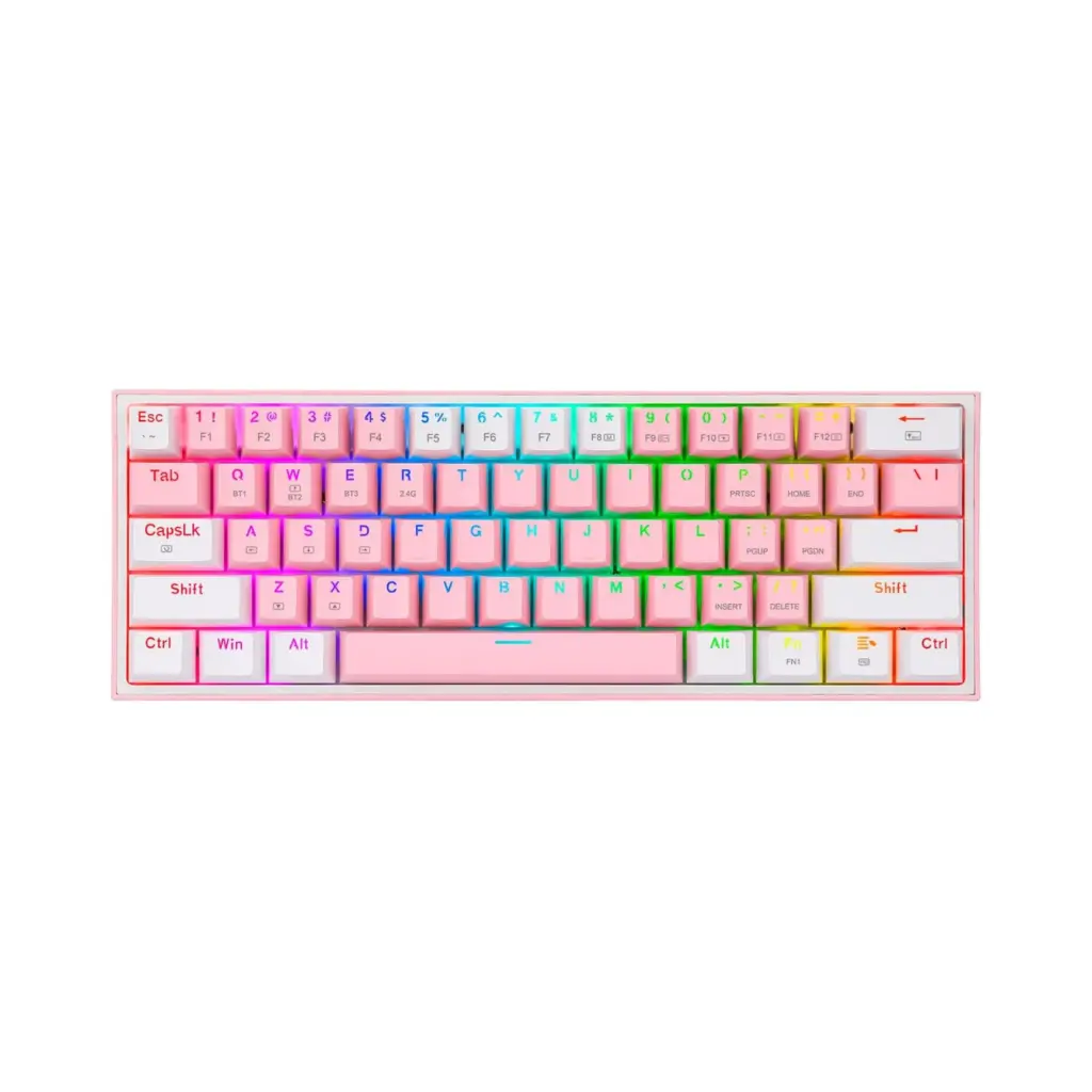 Teclado Inalambrico Bluetooth Redragon FIZZ PRO K616 RGB Switch Rosado con Blanco Español