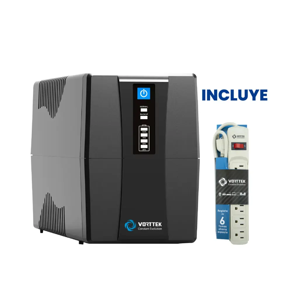 OFERTA SEPTIEMBRE 2026 - UPS Vorttek VK600 600VA 360W + Regleta Vorttek PF-018 6 Tomas