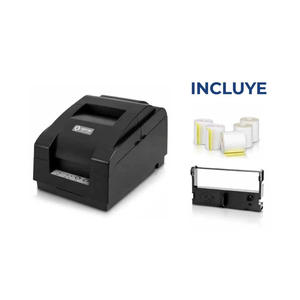 Impresora POS Vorttek DIR-2000IIIC Matricial USB/LAN C/Cortadora + Cinta + Papel