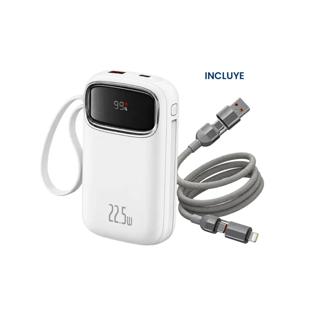 Power Bank Baseus 3A 20000mAh P10055002223-00 Blanco + Cable USB