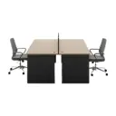 2 x Escritorio para Oficina Bruno BR-D0412 1200 x 600 x 750 Beige / Gris + 2 x Silla para Oficina Semi Ejecutiva B-202 Gris + Repisa