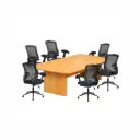 Mesa de Conferencia Bruno BR-C2401 2400 x 1200 x 750MM Beige + 6 x Silla para Oficina Semi Ejecutiva Longboss LBS-2805 BLK Negro 350 Lbs