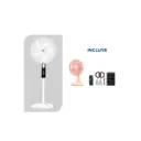 OFERTA JULIO 2026 - Ventilador de Pedestal AE-5618 Blanco + Ventilador de Escritorio Recargable iDsonix OF01-PK-BP Rosado