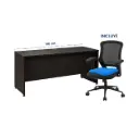 Escritorio para Oficina 140 | 1400 x 700 x 740 | Melamina Cafe Oscuro + Silla + Cojin 